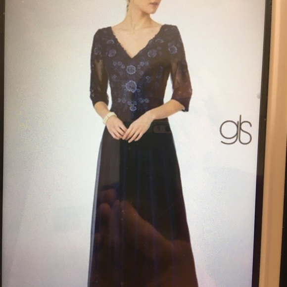 New!!! 3/4 length beaded bodice chiffon dress by Elizabeth K - Picture 6 of 7